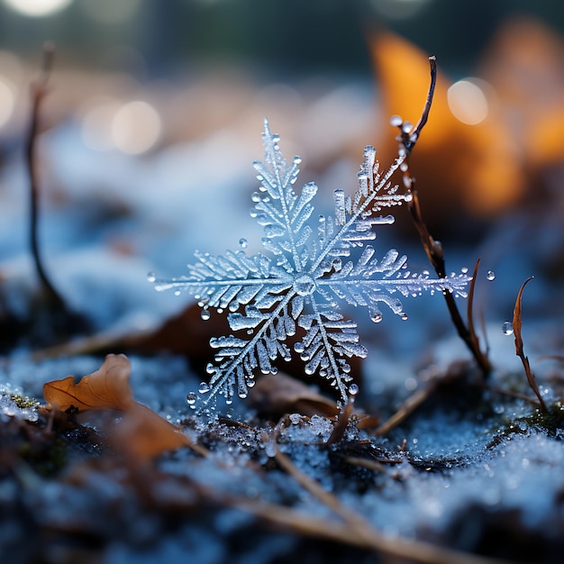 Schneeflocken im Mittelpunkt der Winterfotos