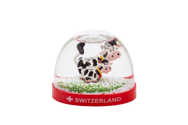 Schneekugel Reise-Souvenier-Ziel isoliert auf weißem Hintergrund