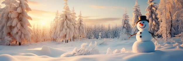 Schneemann auf Schnee verwischt verschneite Landschaft Wintersaison-Ferienkartenvorlage