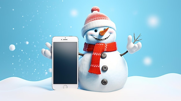 Schneemann mit Handy