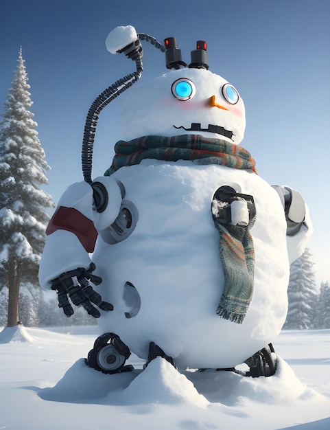 Schneemann-Roboter-Schneemann-Winter Ai generiert