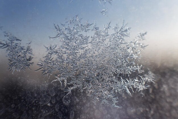 Schneemuster auf dem Glas vor Frost