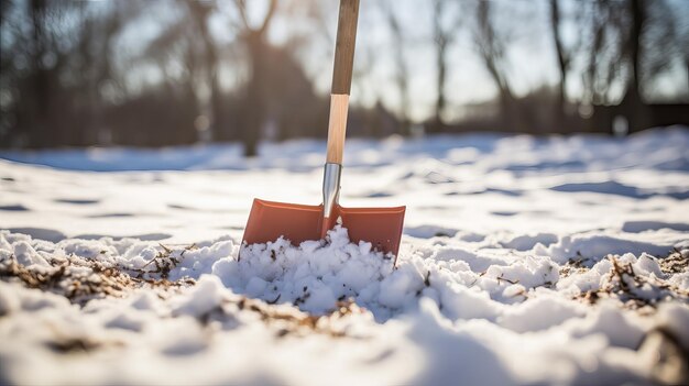 Foto schneeschaufel im schnee