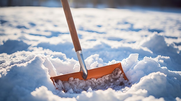 Foto schneeschaufel im schnee