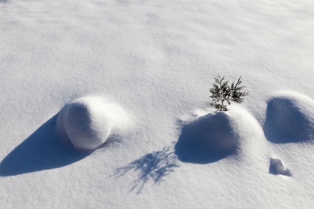 Schneeverwehungen nach Schneefall im Winter