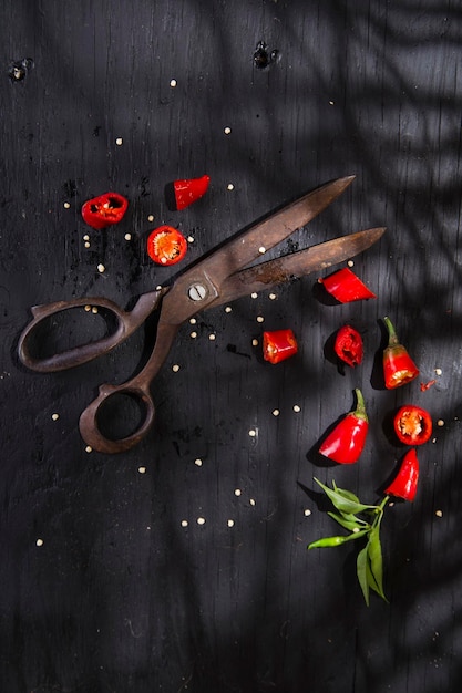 Schneiden Sie die rote Paprika