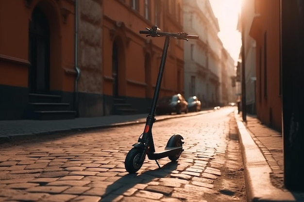 Schnelle Fahrt mit dem Elektroroller durch die Stadt