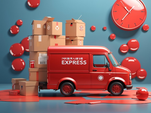 Schnelle Lieferungen Rotes Express-Versand-Lieferwagen