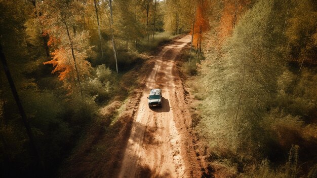 Schnelles Auto im Wald im Sommer