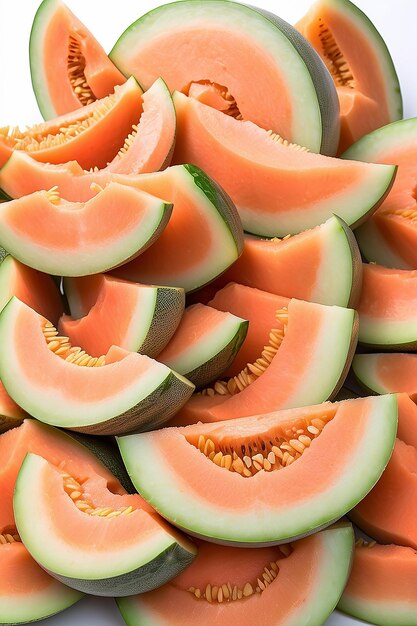 Foto schnittmelone auf weißem hintergrund