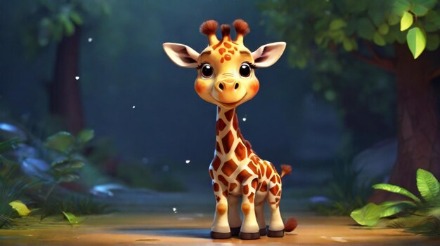 Foto schöne 3d-cartoon giraffe realistisches 3d-tier