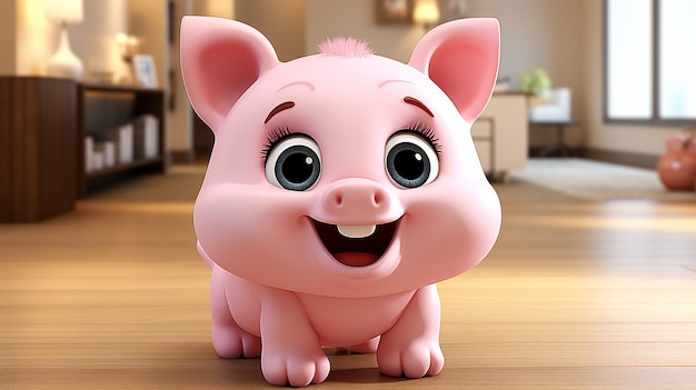 Schöne 3D-Cartoon-Schweinfigur