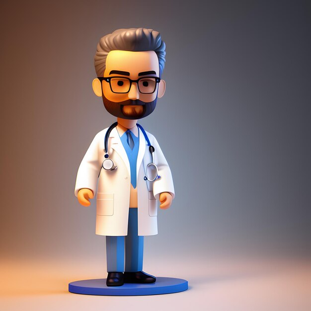 Foto schöne 3d-doktor chibi-figur