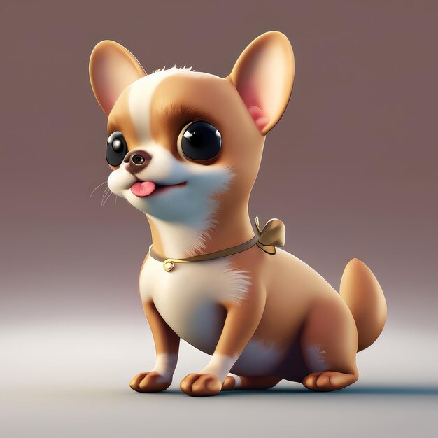 Foto schöne 3d-lächeln des kleinen chihuahua-kawaii-charakters realistisches jungtier