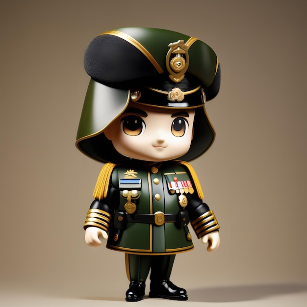 Schöne 3D-Militär-Chibi-Figur