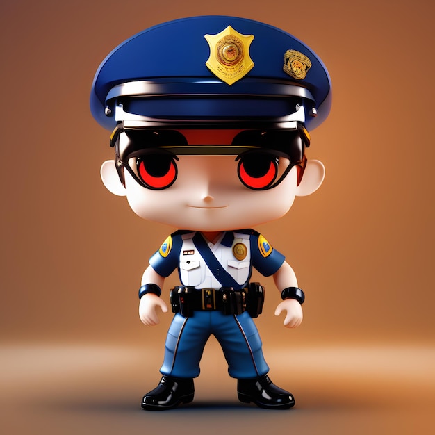 Schöne 3D-Polizisten-Chibi-Figur