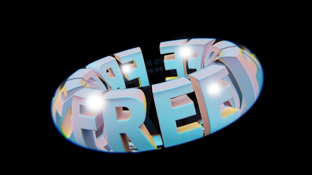 Schöne abstrakte farbenfrohe Hintergrundwörter frei in einem Glas auf einem schwarzen Hintergrund 3D-Rendering i