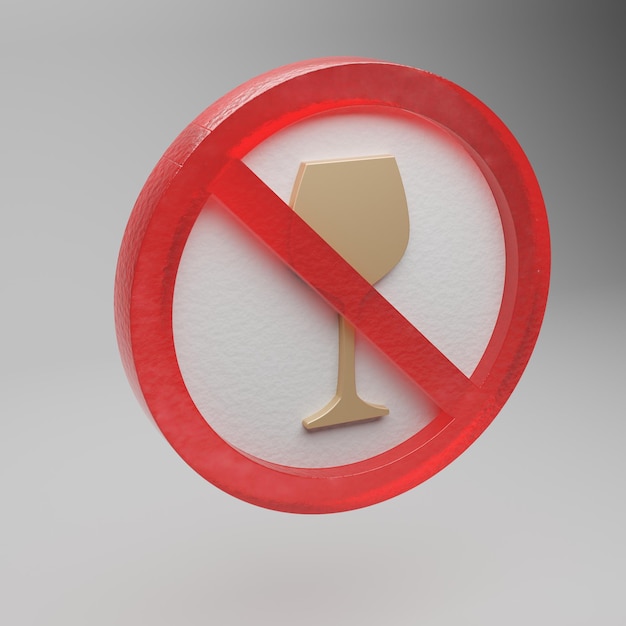 Foto schöne abstrakte illustration alkohol verbotenes glas verbotssymbol ikonen auf grauem hintergrund