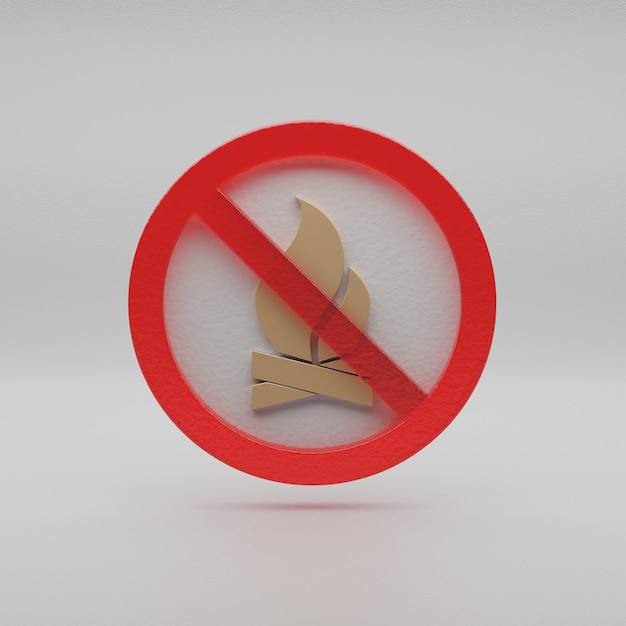 Foto schöne abstrakte illustration feuerflamme verbotenes verbotssymbol ikonen auf grauem hintergrund