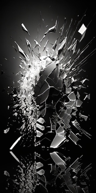 Schöne abstrakte Illustration Glasexplosion Schwarz-Weiß-Hintergrundbild Generative Ai