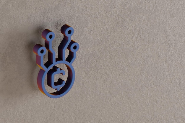 Schöne abstrakte Illustrationen blau Kryptowährung Blockchain Token Symbol Ikonen auf einer Wand Beton