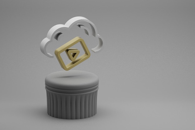 Foto schöne abstrakte illustrationen cloud video server symbol ikonen auf einem säulenstand und wunderbare bac