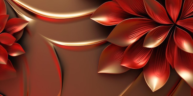 Schöne abstrakte rote und goldene glänzende metallische Blumen-Design-Hintergrundgenerative ai AIG32