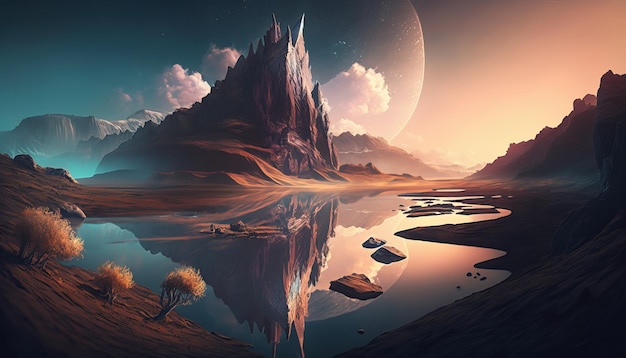 Schöne abstrakte Sammlung mit schwarzen Fantasien auf einem farbigen Hintergrund Abstrakter futuristischer Hintergrund Isolierter Hintergrund Schöne Landschaft Fantastische Landschaft