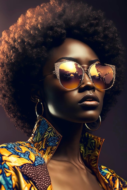 Schöne afroamerikanische Frau mit Luxus-Sonnenbrille AIGerated