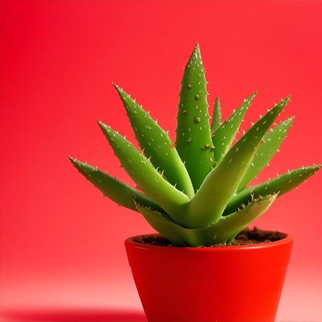 Schöne Aloe-Pflanze in einem Topf mit Hintergrund