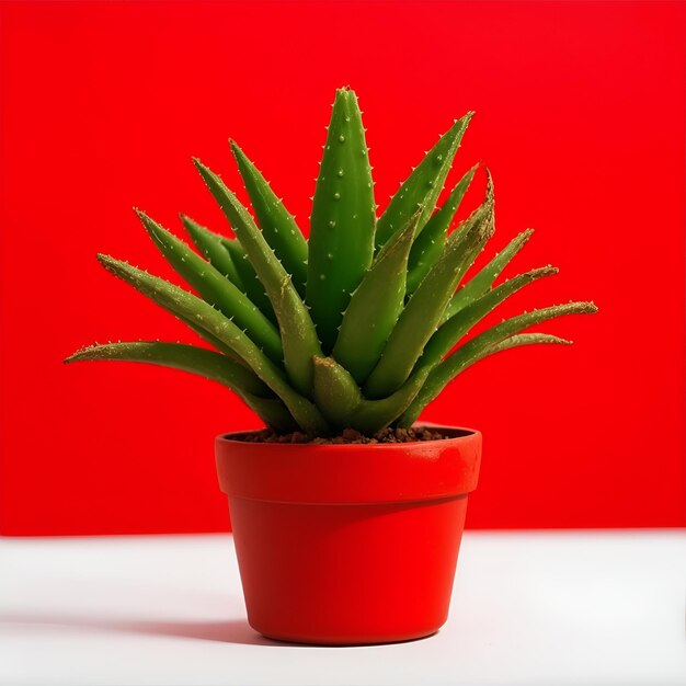 Schöne Aloe-Pflanze in einem Topf mit Hintergrund