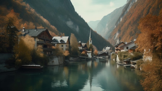 Schöne Altstadt umgeben von Bergen mit Blick auf Generative AI