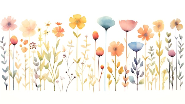 Schöne Aquarell-Blumen-Kind-Illustration