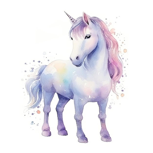 Foto schöne aquarell-einhorn-illustration von ai generativexa