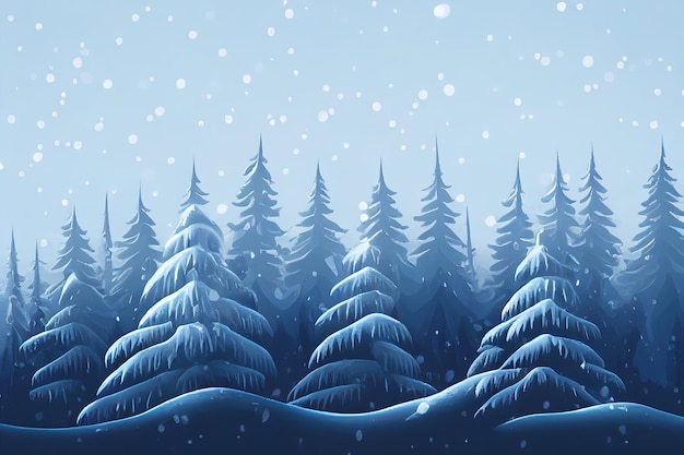 Schöne Aquarell Nadelwald Illustration Weihnachten Tannen Winter Natur Urlaub Hintergrund Nadelbaum Schneefall im Freien 3D-Illustration