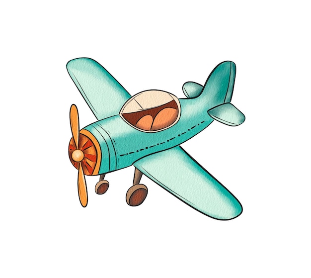 Schöne Aquarell-Vintage-Spielzeugflugzeug-Illustration