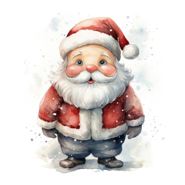 Schöne Aquarell-Weihnachtsmann Illustration KI GenerativexA