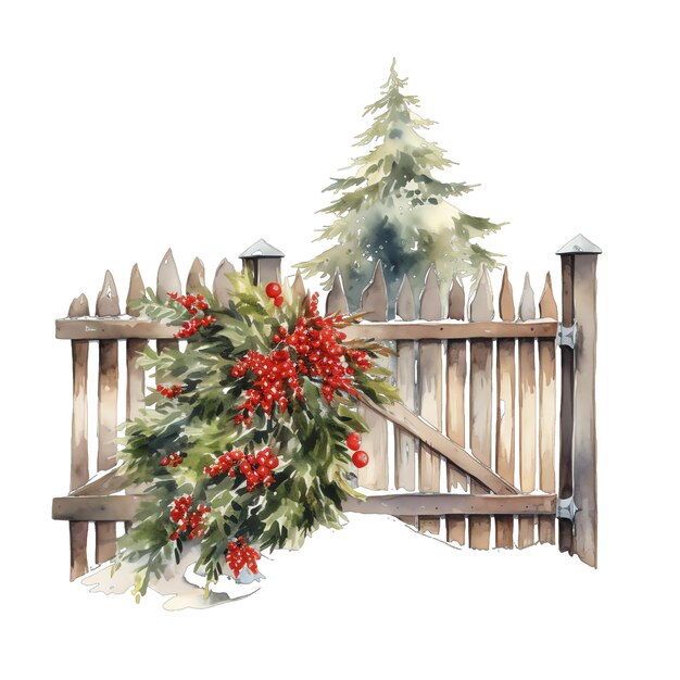 Schöne Aquarelle mit Weihnachtsthema für den Zaun für Weihnachten