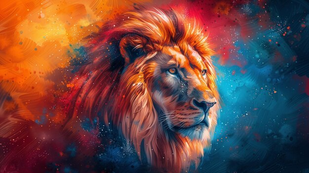 Schöne Aquarellmalerei mit Löwen