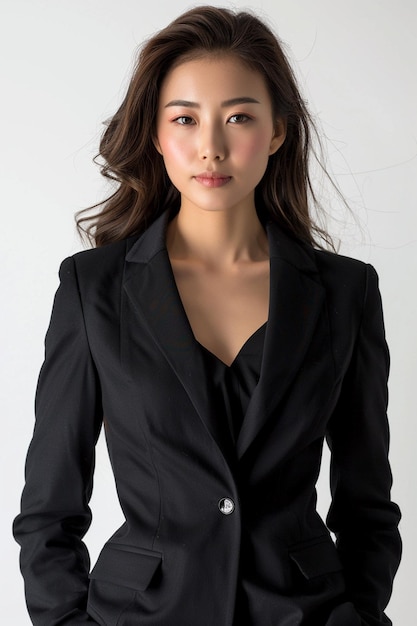Schöne asiatische Geschäftsfrau mit isoliertem Hintergrund, erstellt mit generativer KI