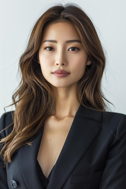 Schöne asiatische Geschäftsfrau mit isoliertem Hintergrund, erstellt mit generativer KI