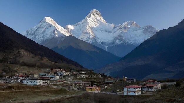 Schöne Aufnahme des Annapurna-Gebirges im nepalesischen Himalaya im Annapurna-Basislager