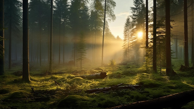 schöne Aussicht auf den Wald am frühen Morgen