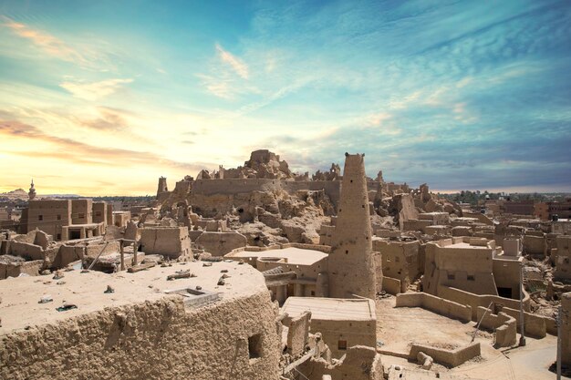 Schöne Aussicht auf die Altstadt der Oase Siwa in Siwa, Ägypten