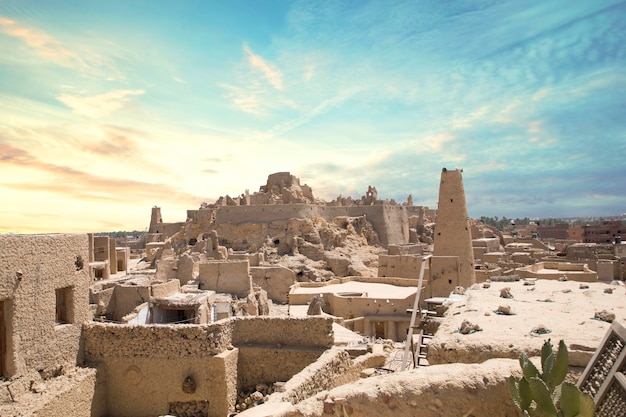 Schöne Aussicht auf die Altstadt der Oase Siwa in Siwa, Ägypten
