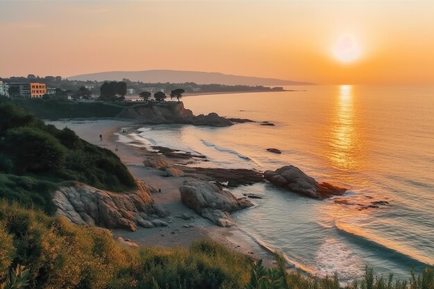 Schöne Aussicht auf die bulgarische Küste bei Sonnenaufgang