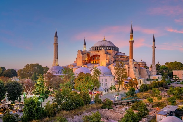 Foto schöne aussicht auf die hagia sophia in istanbul türkei von oben