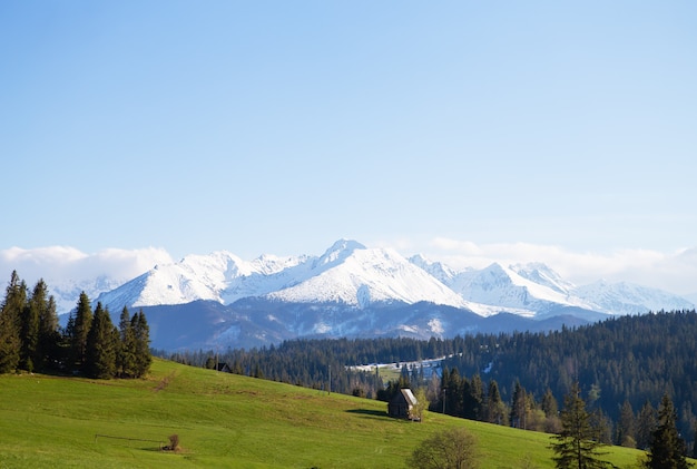 Schöne Aussicht auf die schneebedeckten Berggipfel