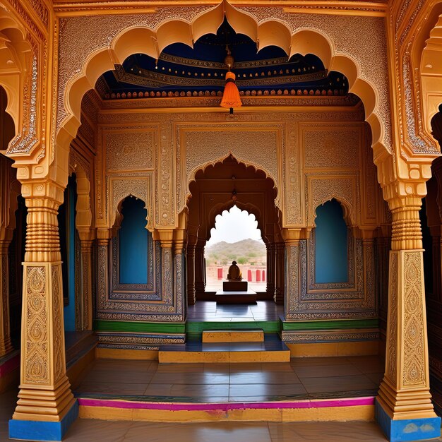 Schöne Aussicht auf die Stadt des alten Tempels im Inneren des Forts Agra Indien