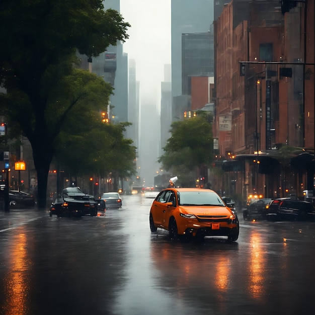 Schöne Aussicht auf die Straße während des Regens amerikanische Stadt